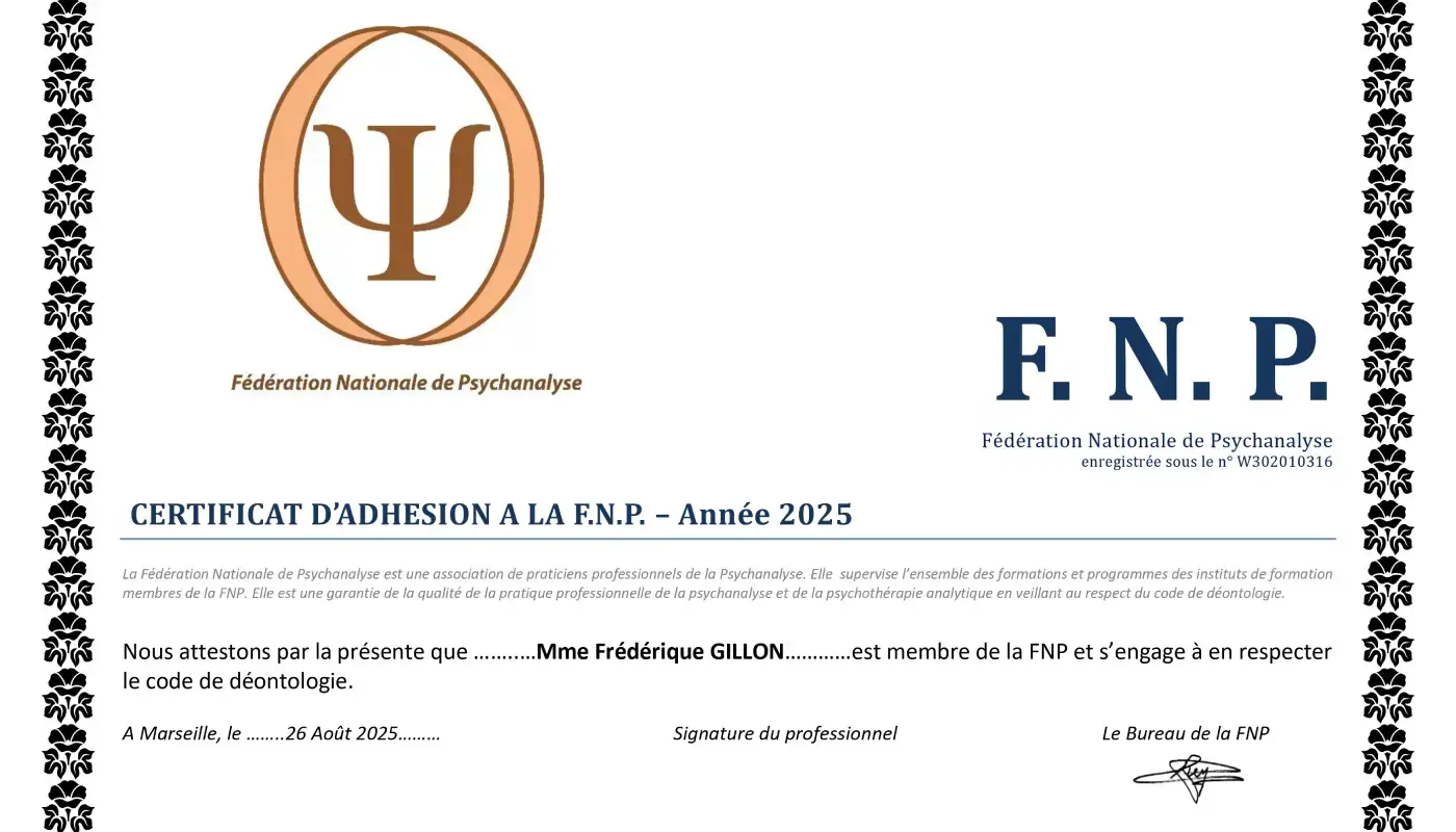 Certificat d'adhésion à la F.N.P